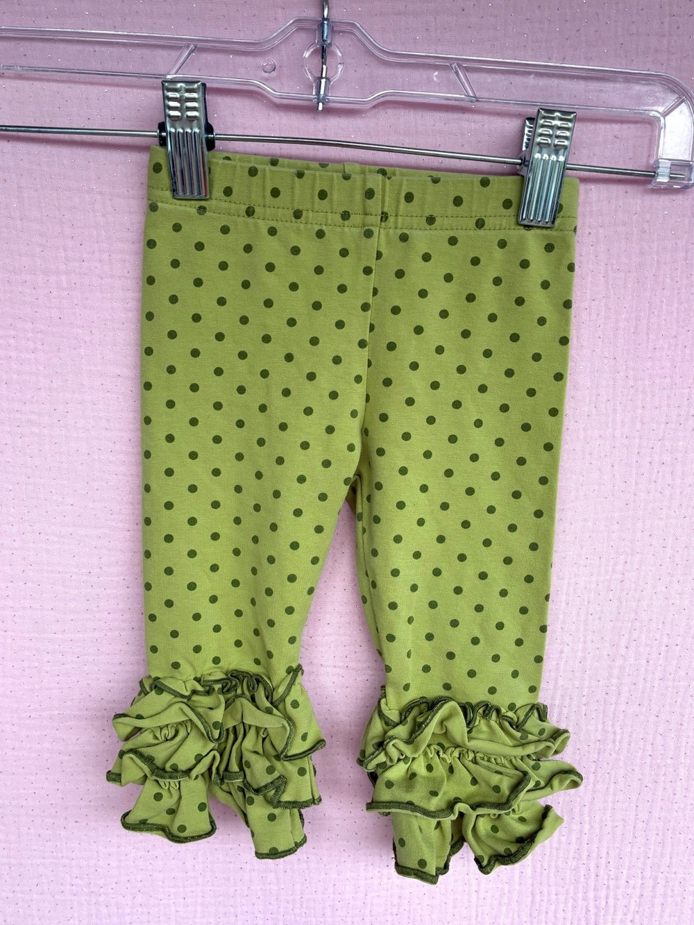 SweetHoney Green Polka Dot Ruffle Leggings Size 12 Months